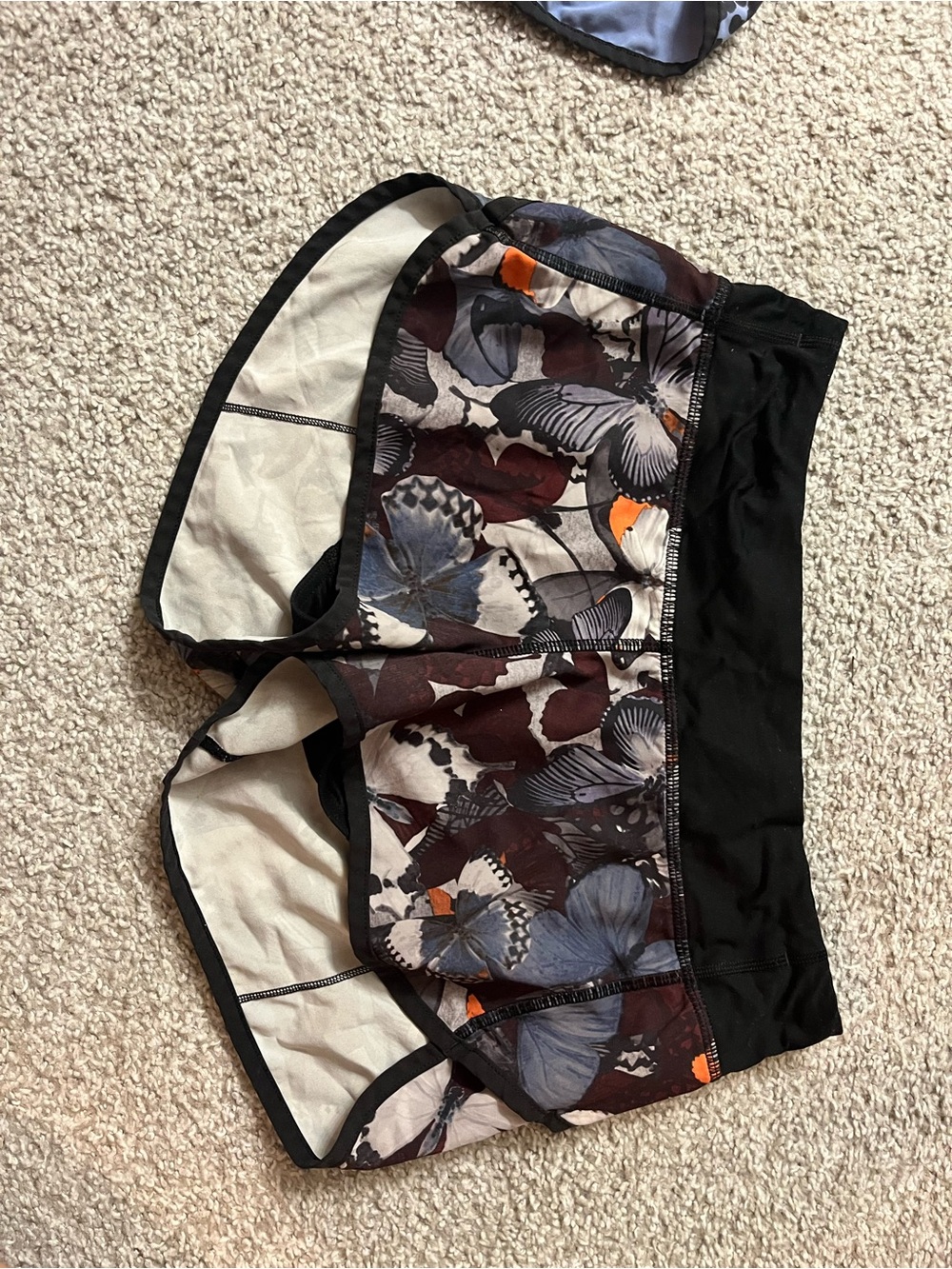 lululemon athletica Black Waist Multicolor Butterfly Print Athletic Shorts